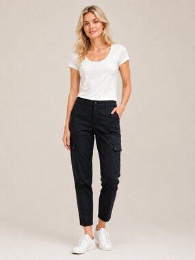 NWT White House Black Market Pants Black 12 High Rise Utility Crop Cargo Ankle